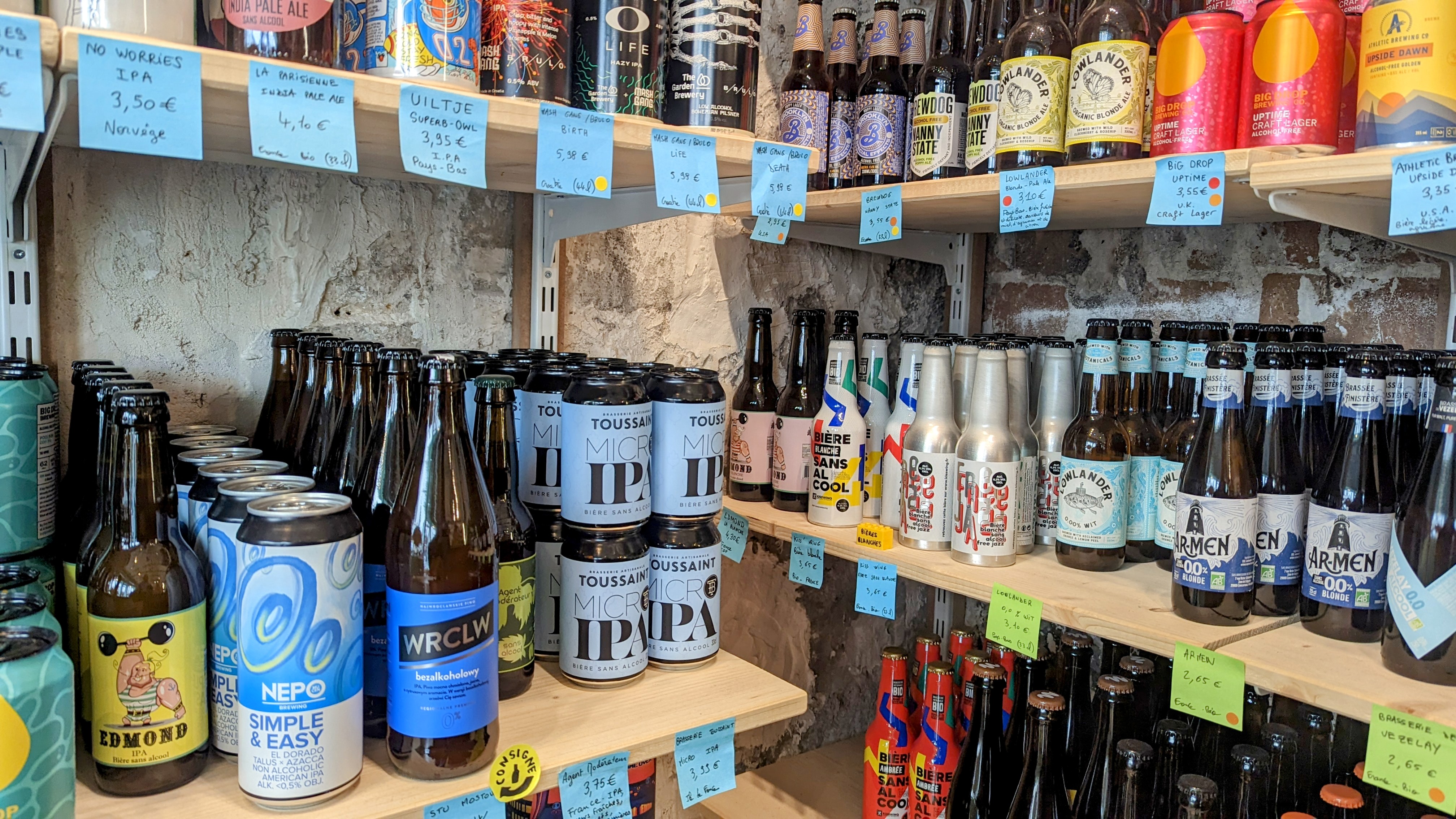 A few sample products of Paris' first alcohol-free beverages store for adults.