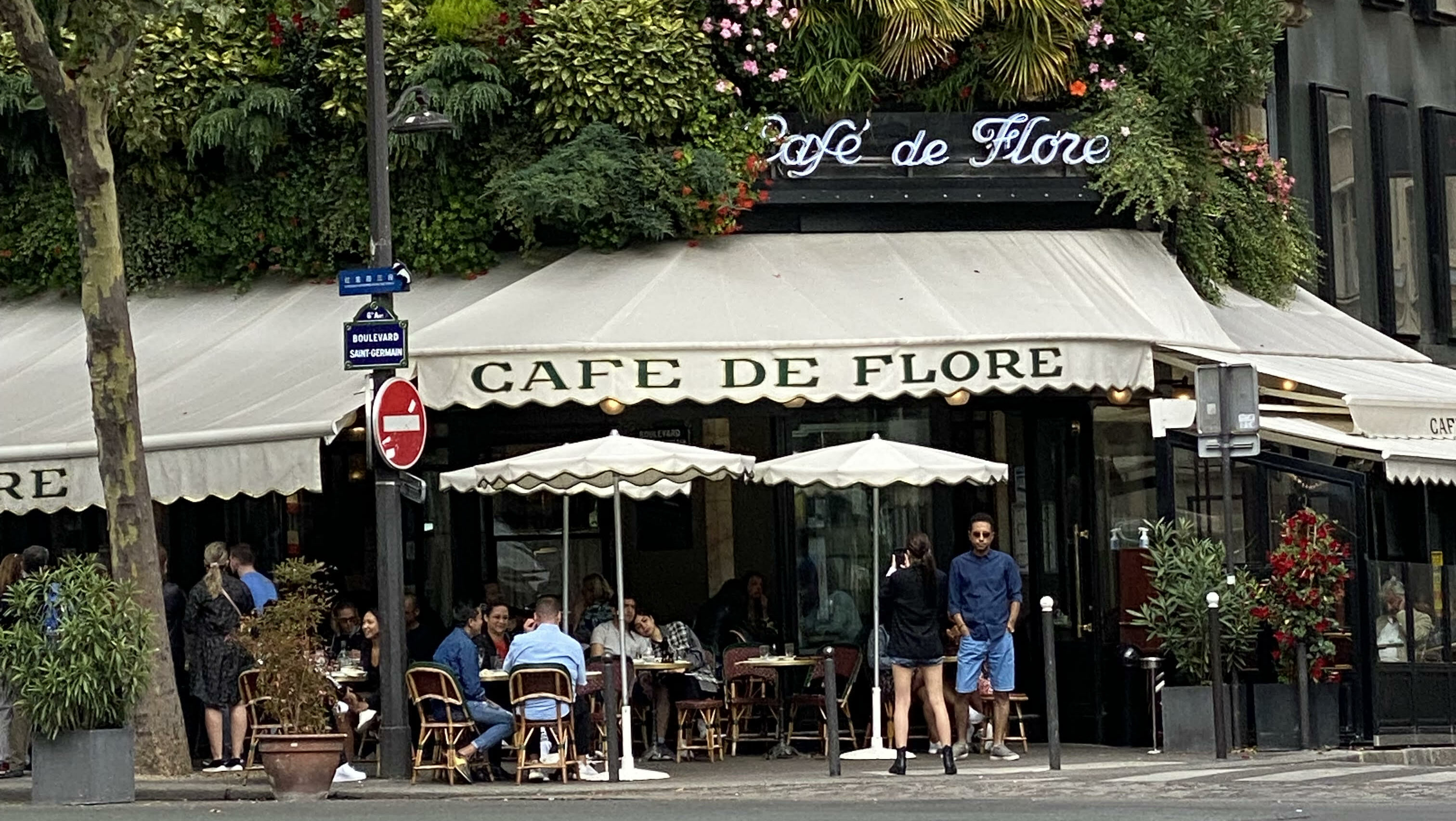 The Café de Flore is quite busy on a normal day.