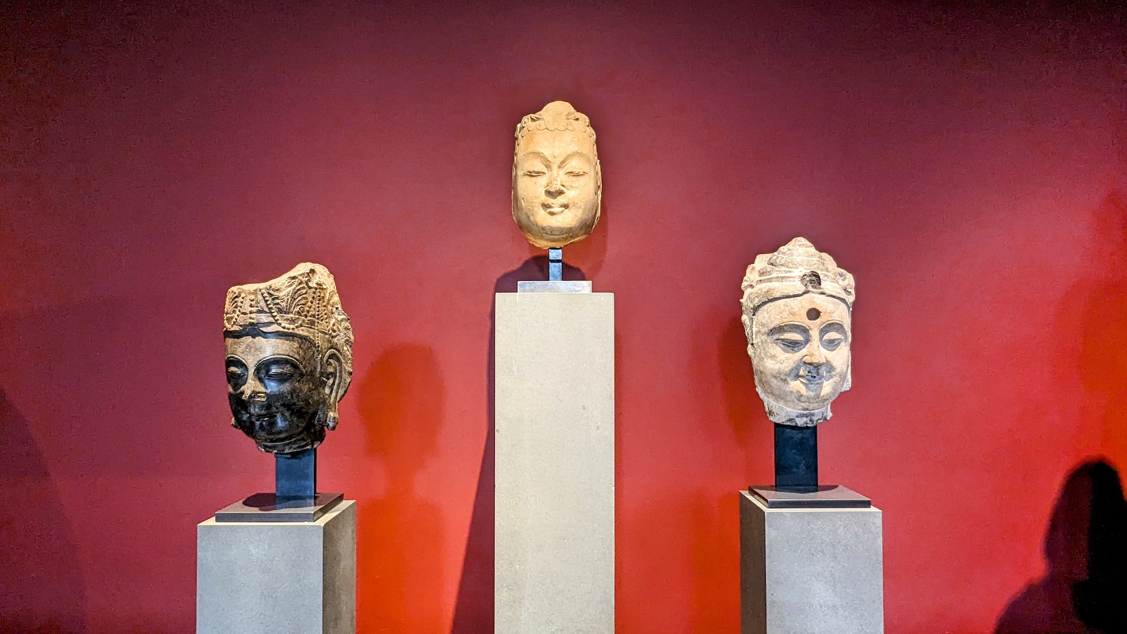 Religious sculptures from East Asia on display at the Musée Cernuschi in Paris.