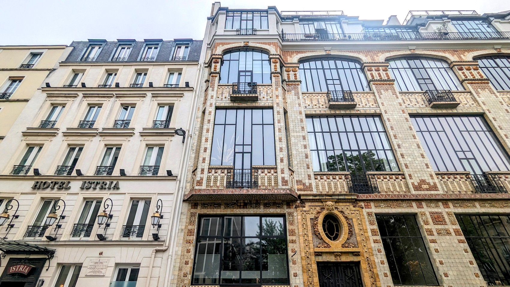 The Art Nouveau house that once was the home of Man Ray and Kiki de Montparnasse, seen from the street.