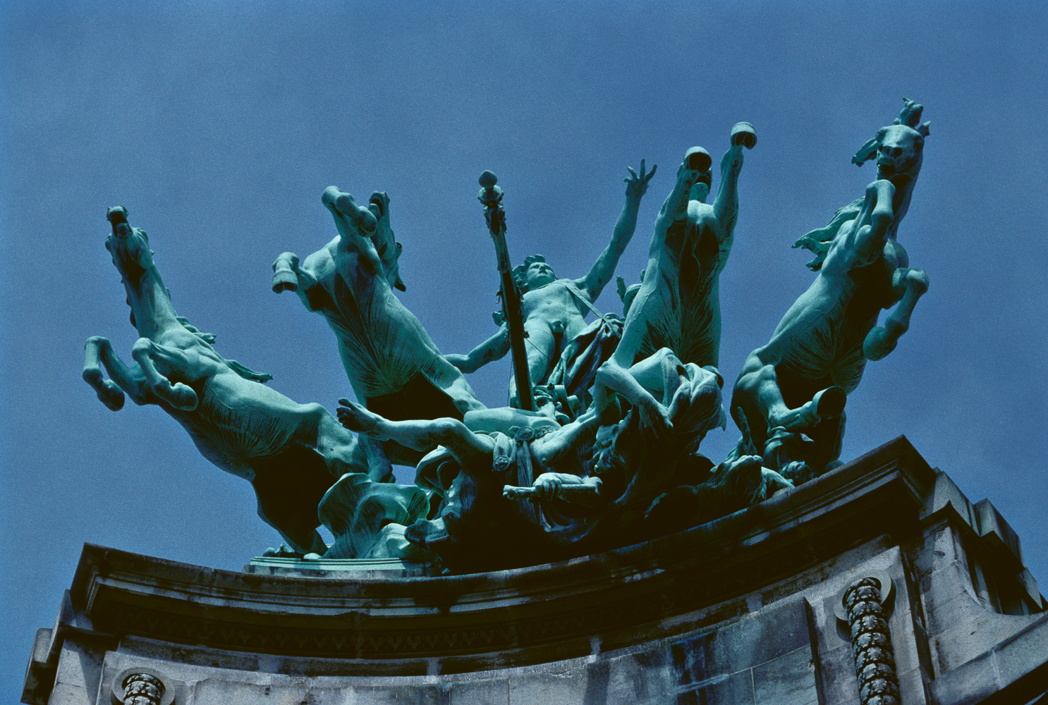 The statues above the Arc de Triomphe.