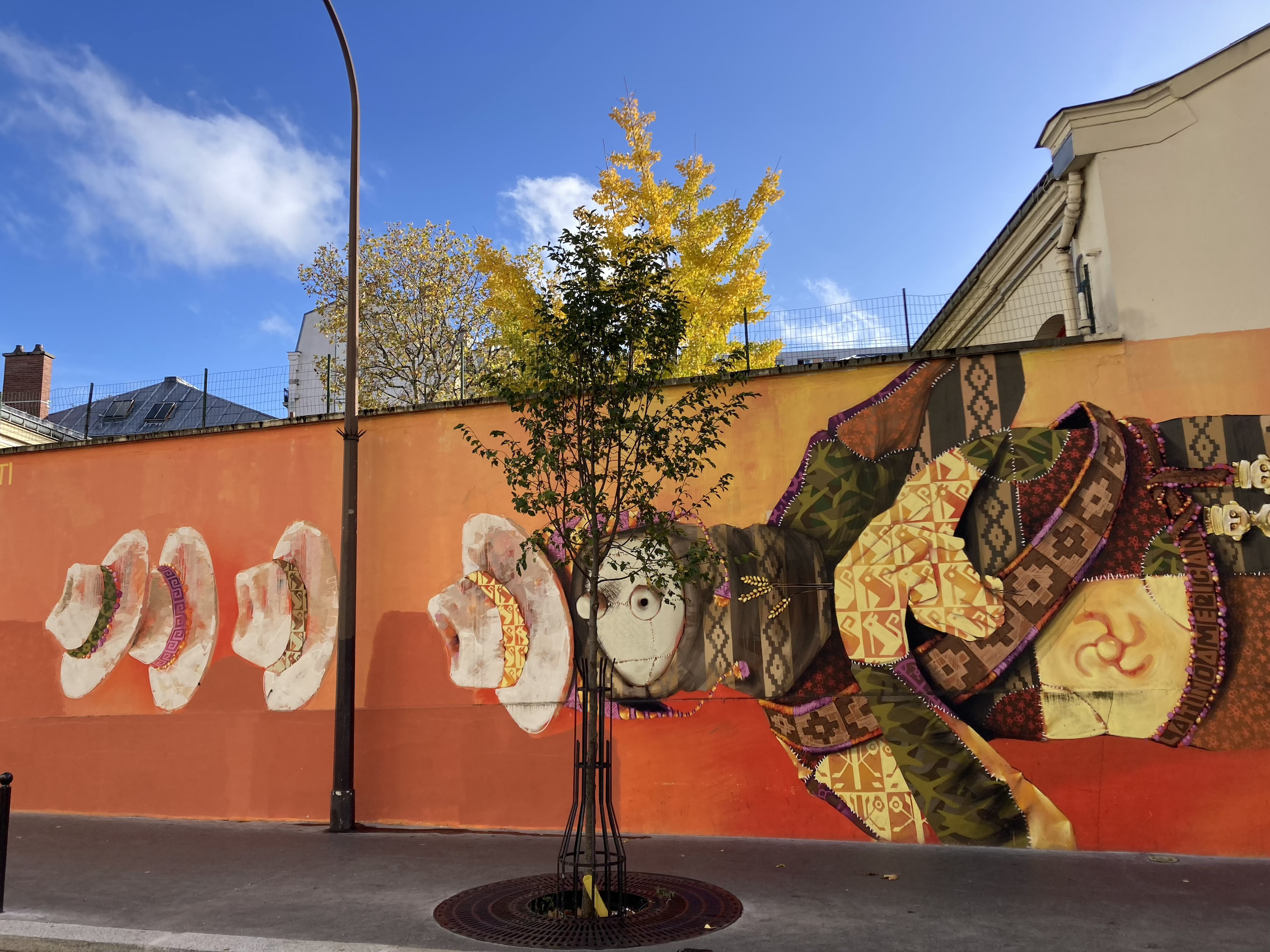 A wall covered in graffiti in Paris 13th arrondissement.