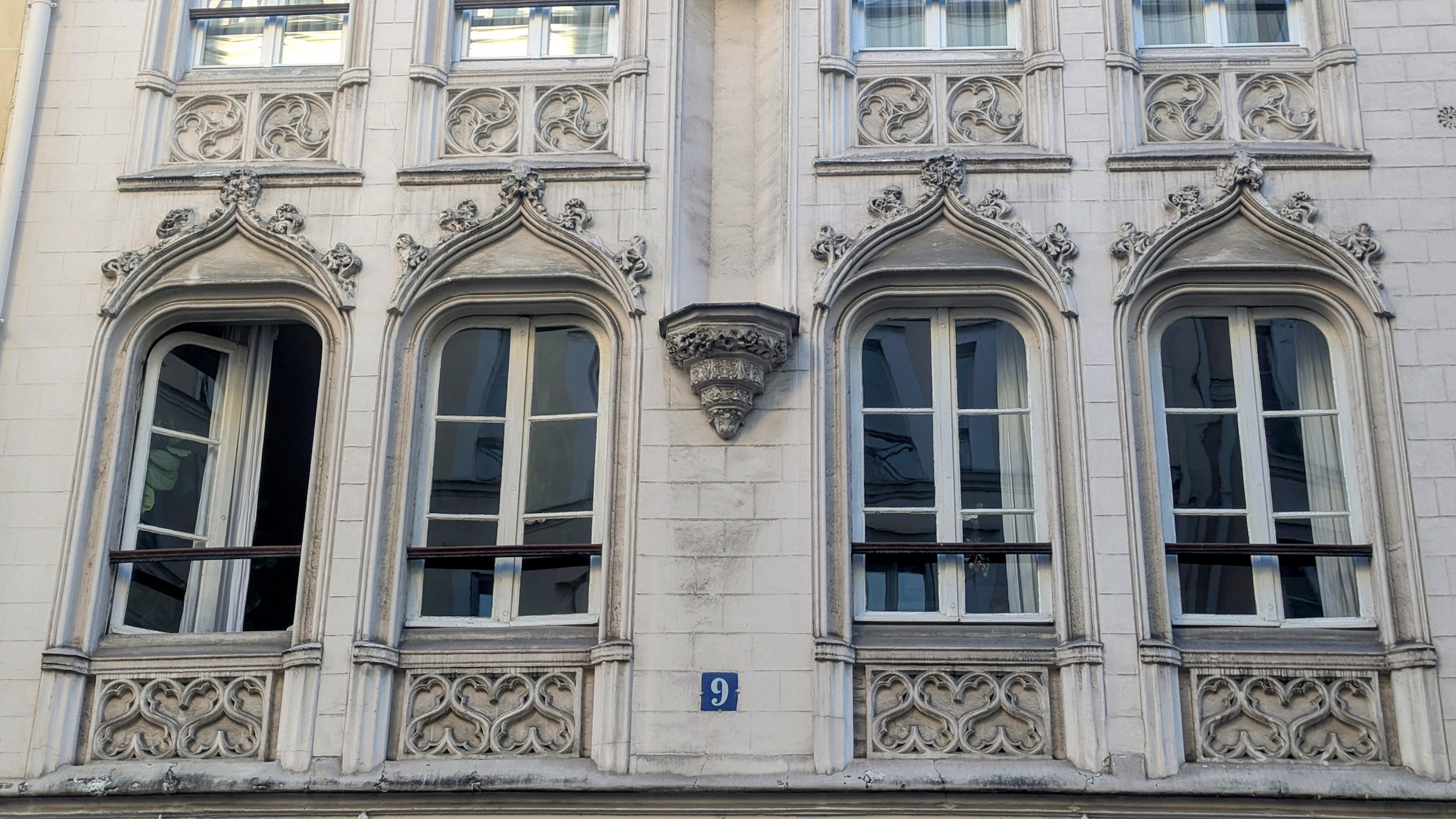 The neo-gothic facade of a former brothel in SoPi in the 9th arrondissement.