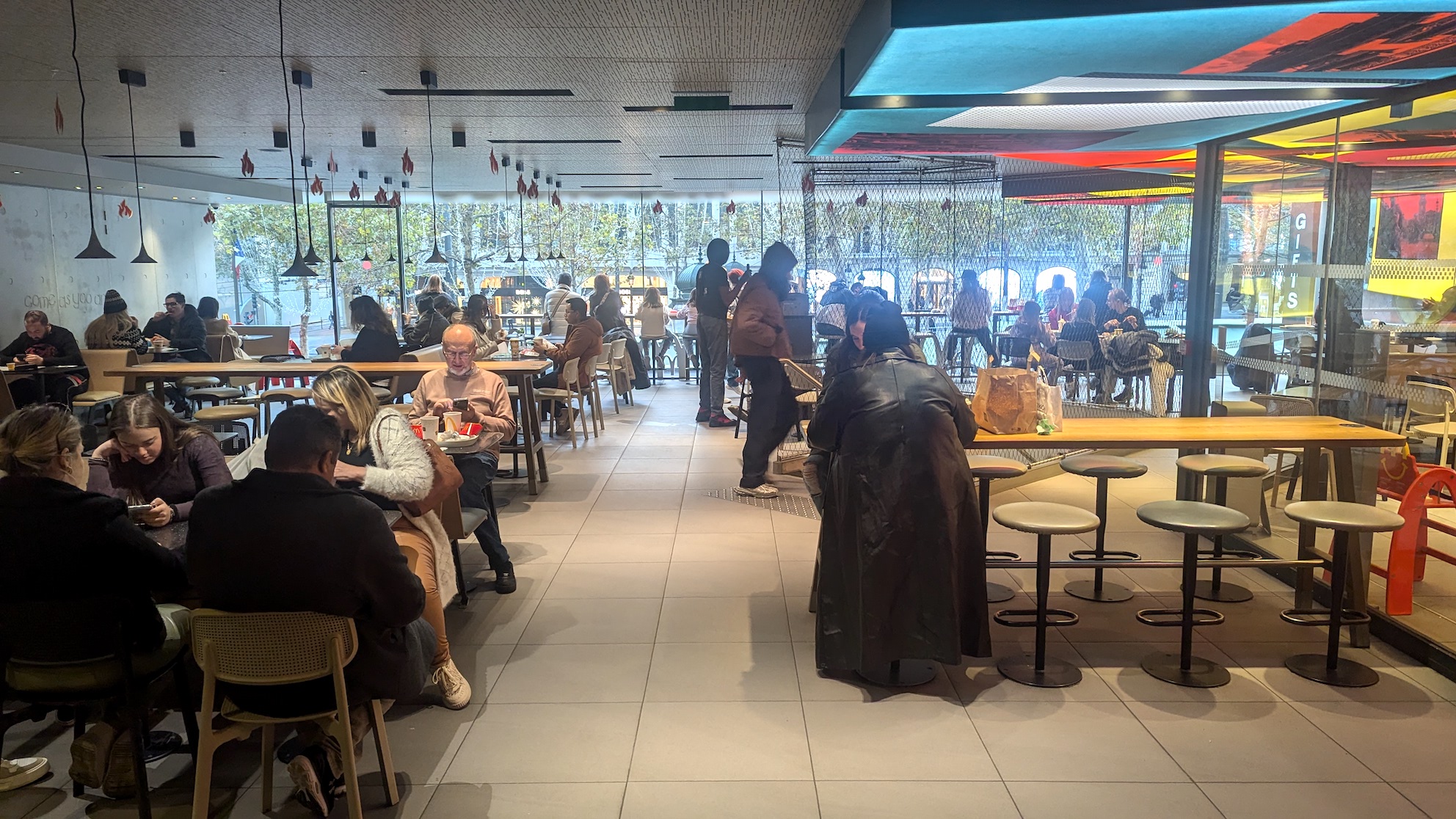 Inside the McDonalds on the Champs-Elysées, setting of a scene in Emily in Paris.